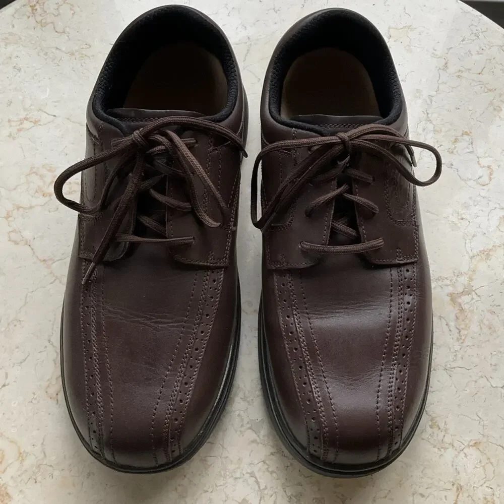 ORTHOFEET #467 Mens‎ size 12 wide Brown Gramercy Leather Shoes Size 12 2E